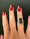 Estate Diamond & Green Tourmaline Platinum Ring