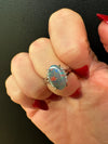 Estate Black Opal & Diamond Platinum Ring