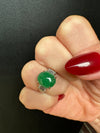 Estate Natural Color Jadeite & Diamond Platinum Ring (GIA)