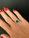 Estate Diamond & Green Tourmaline Platinum Ring