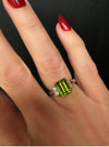 Estate Diamond & Platinum Peridot Ring