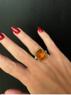 Estate Designer Citrine & Diamond 14K White & Yellow Gold Ring