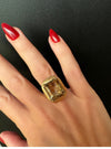 Estate Retro Quartz 18K Yellow Gold Ring