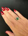 Estate Natural Color Jadeite & Diamond Platinum Ring (GIA)