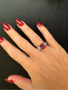 Estate Diamond & Pink Tourmaline 18K White Gold Ring