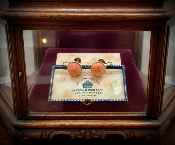 Natural Coral and 14Kt Yellow Gold Earrings