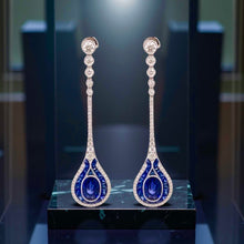  Sapphire and Diamond18K White Gold Dangle Earrings