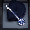 French Cut Sapphire and Diamond 18K White Gold Pendant