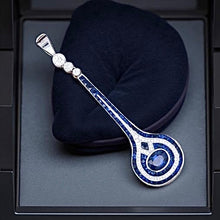  French Cut Sapphire and Diamond 18K White Gold Pendant