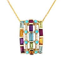  Multi Stone 14K Yellow Gold Necklace