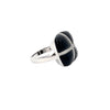 14K White Gold, Onyx and Diamond Size 7 Ring