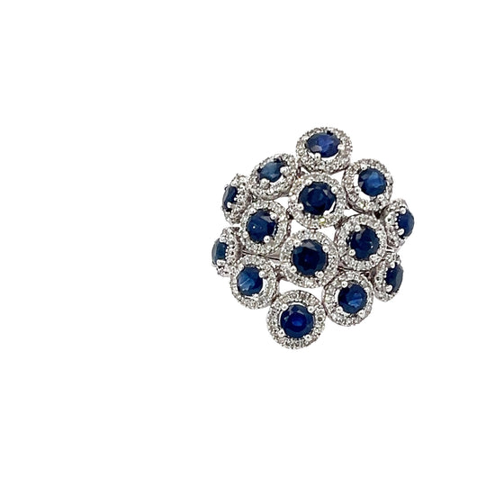 Sapphire, Diamond and 14K White Gold Circle Statement Ring