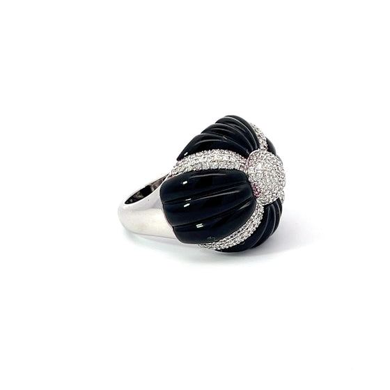 Onyx & Diamond X Ring