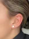 Flower Child 14K Yellow Gold Brilliant Cut White Diamond Stud Earrings