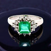 Fine Emerald and Diamond Platinum Ring