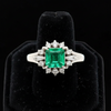 Fine Emerald and Diamond Platinum Ring