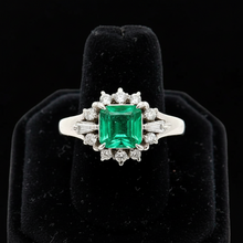  Fine Emerald and Diamond Platinum Ring