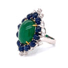 Emerald, Sapphire and Diamond 18K White Gold Ring