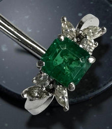  Designer Sena Emerald and Diamond Platinum Ring
