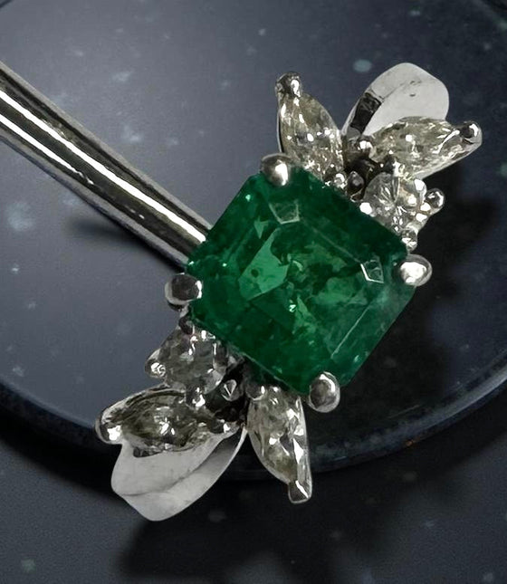 Designer Sena Emerald and Diamond Platinum Ring
