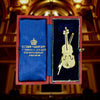 Violin Diamond and Ruby Pendant/Brooch 18kt Yellow Gold