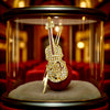 Violin Diamond and Ruby Pendant/Brooch 18kt Yellow Gold