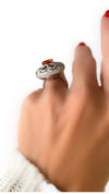 Zydo 5.10 ct Orange Sapphire and Diamond 18K White Gold Cocktail Ring