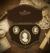 Estate Cultured Pearl Cameo 18K Yellow Gold Earrings Brooch Suite 15625