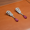 Designer Bergio Diamond and Rubellite 18kt White Gold Earrings