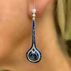 Sapphire and Diamond 18K White Gold Drop Earrings
