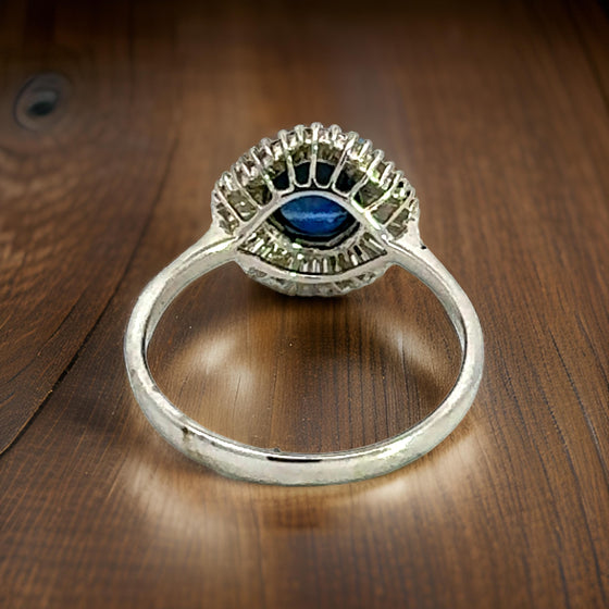 Estate 2.54 ct Fine Cab Sapphire Diamond Ring 14998