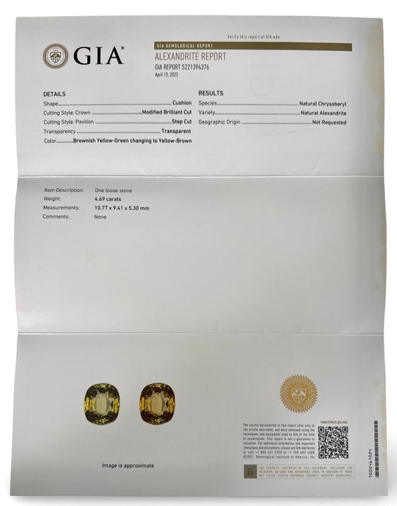 Natural 4.69ct Color Change Alexandrite and Natural Pink White Diamond 18Kt Ring (GIA)