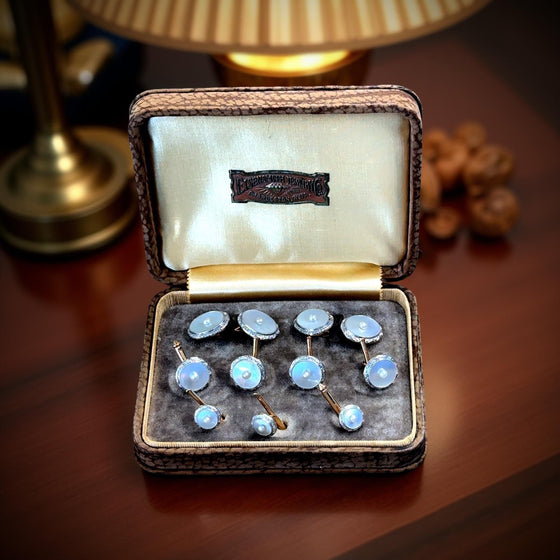 Mother of Pearl Tuxedo Shirt Studs & Matching Double Sided Cuff Link (Set in Original Box)