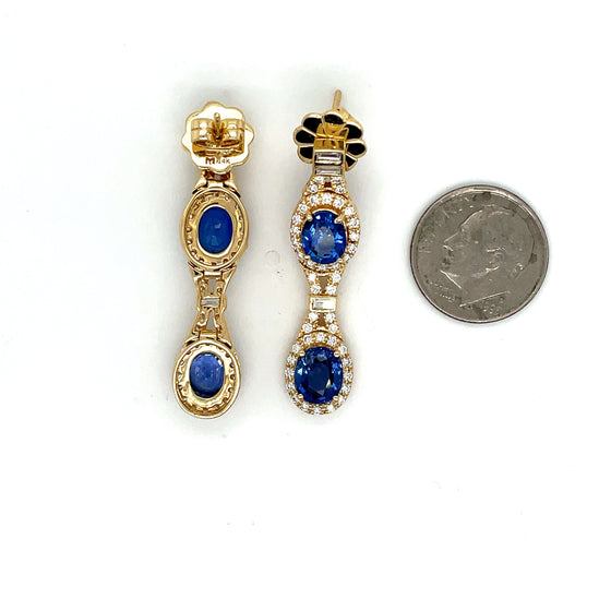 Beverly K Sapphire, Diamond and 14K Yellow Gold Dangle Earrings