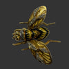 Vintage Black & Yellow Plique-A-Jour Enamel and Old European Cut Diamond 18K Yellow Gold Bee Brooch