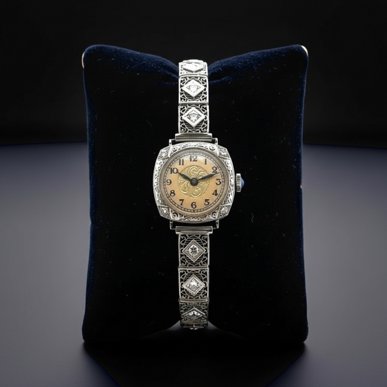 Art Deco  H.F. & Bros. 1.25 cttw. Diamond 14K White Gold Watch, Circa 1925