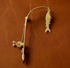THe Wicked Tuna Fisherman Captain 14k Yellow Gold Articulating Fishing Pole and Reel Brooch