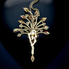 Natural Multi Color Diamond Platinum Necklace and Brooch