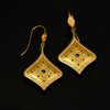 1990's Brush Finish Diamond and Emerald 18k Yellow Gold Earrings