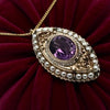 1890's Victorian Amethyst and Seed Pearl Necklace and Brooch