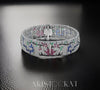 Diamond Ruby Emerald Onyx Sapphire 18K White Gold Bracelet