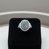 Modern 1990's Fine Black Opal and Diamond 18K White Gold Ring (GIA report)