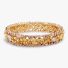 Modern Natural Fancy Yellow, Pink and White Diamond 18Kt Yellow Gold Bangle
