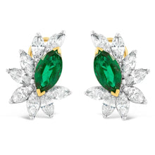  NYC Designer Oscar Heyman Gem Emerald and Diamond Platinum and 18Kt Yellow Gold Earrings