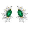 NYC Designer Oscar Heyman Gem Emerald and Diamond Platinum and 18Kt Yellow Gold Earrings