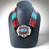 NYC Designer David Webb Diamond, Coral, Onyx, Turquoise, Rock Crystal Platinum, 18K Yellow Gold Necklace