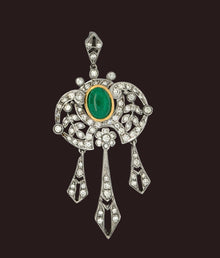  Vintage Emerald and Diamond 18K Yellow and White Gold Pendant