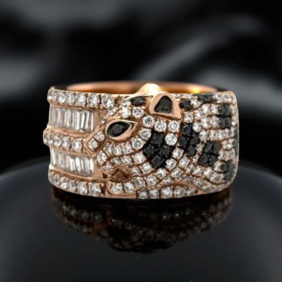 Black and White Diamond 14K Rose Gold Panther Ring