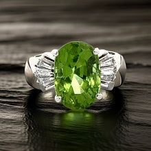  Estate 6.32 ct Peridot and .35 cttw Diamond Platinum Ring 15256