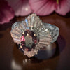 1970's Color Change Alexandrite and Diamond Platinum Ring